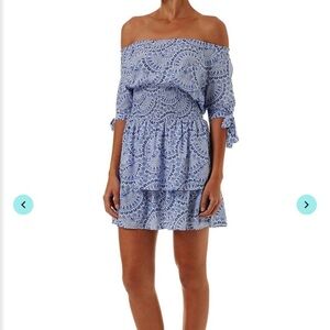 Melissa Odabash Blue and White Ruffled Sundress